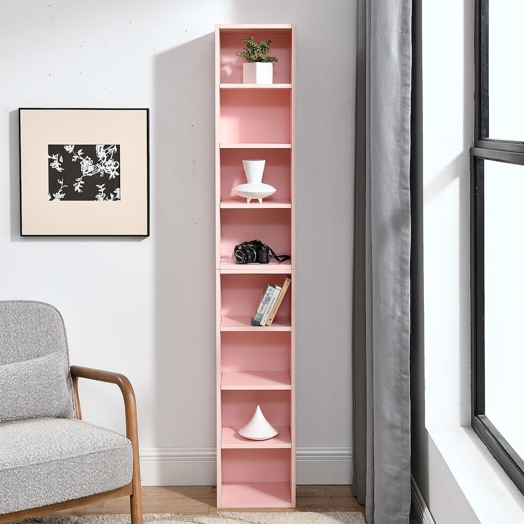 70.90 in. Tall Wood 6-Shelf Standard Bookcase with Interior Shelves