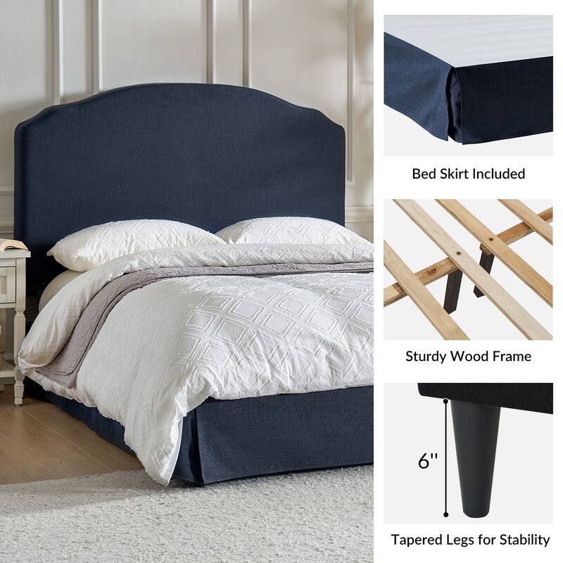 Kristian Traditional Bedroom Machine Washable Slipcovered Bed with Variety Fabric Choice Set-QB by HULALA HOME