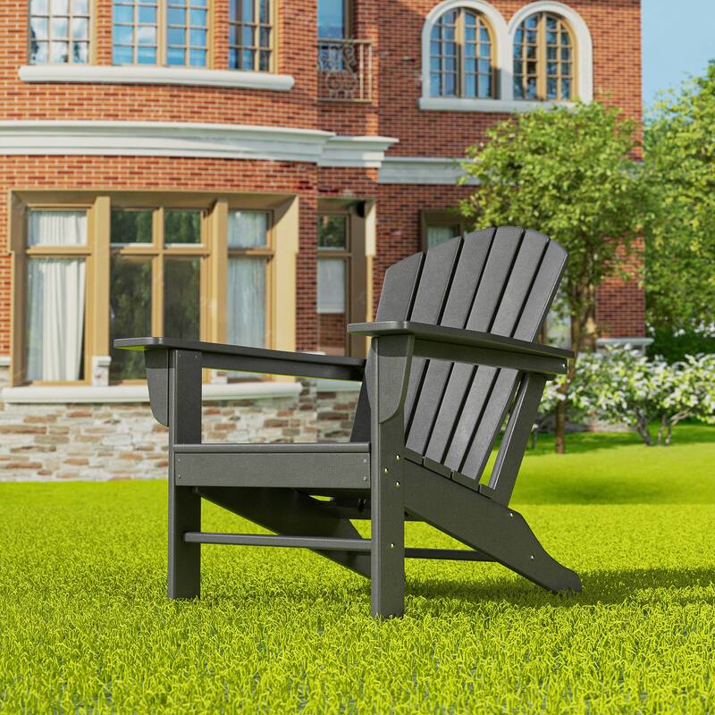 Altura Outdoor Eco-Friendly All Weather Poly Patio Adirondack Chair - Deep Seating - Gray