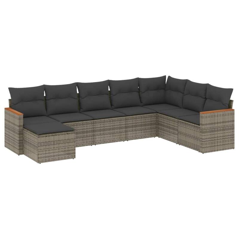 vidaXL Patio Sofa Set with Cushions Outdoor Conversation Furniture Poly Rattan - 24.4 x 24.4 x 27.2 in
