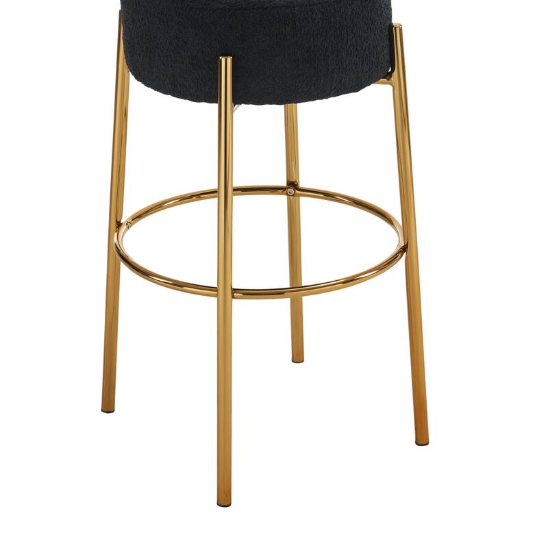 30" Round High Bar Stools Set of 2, Contemporary Upholstered Sturdy Hardware Support Legs