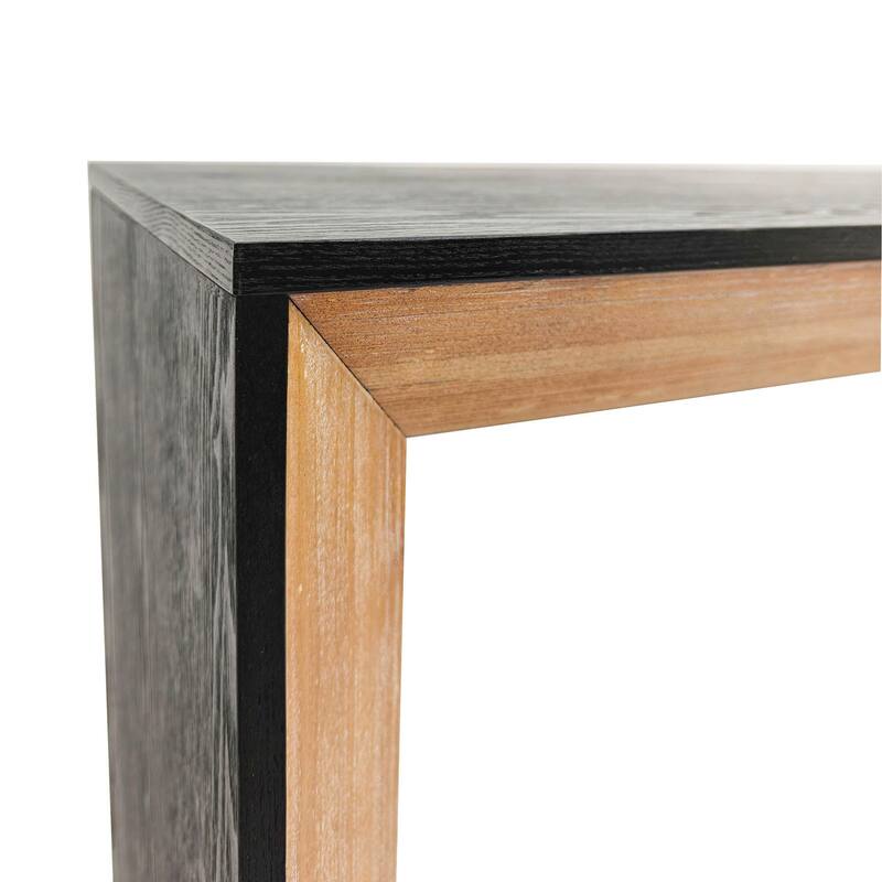 Roomfitters 59 Inch Modern Wood Bench, Two-Tone Black and Natural Finish