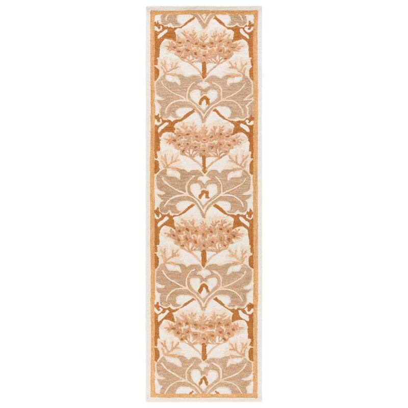 SAFAVIEH Handmade Earthly Treasure Kara Traditional Oriental Wool Rug - Ivory/Brown - 2'3" x 8' Runner