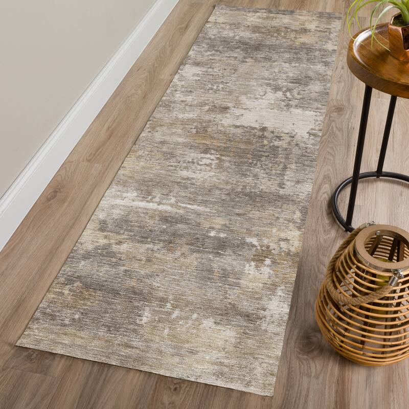 Machine Washable Indoor/ Outdoor Casual Ombre Chantille Rug