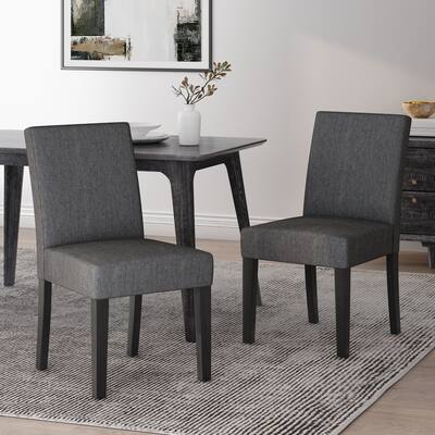 Modern Set of 2 Dining Chairs with Fabric Cushioned Seat Backrest, Solid Wood Frame for Dining Room Living Room and Bedroom