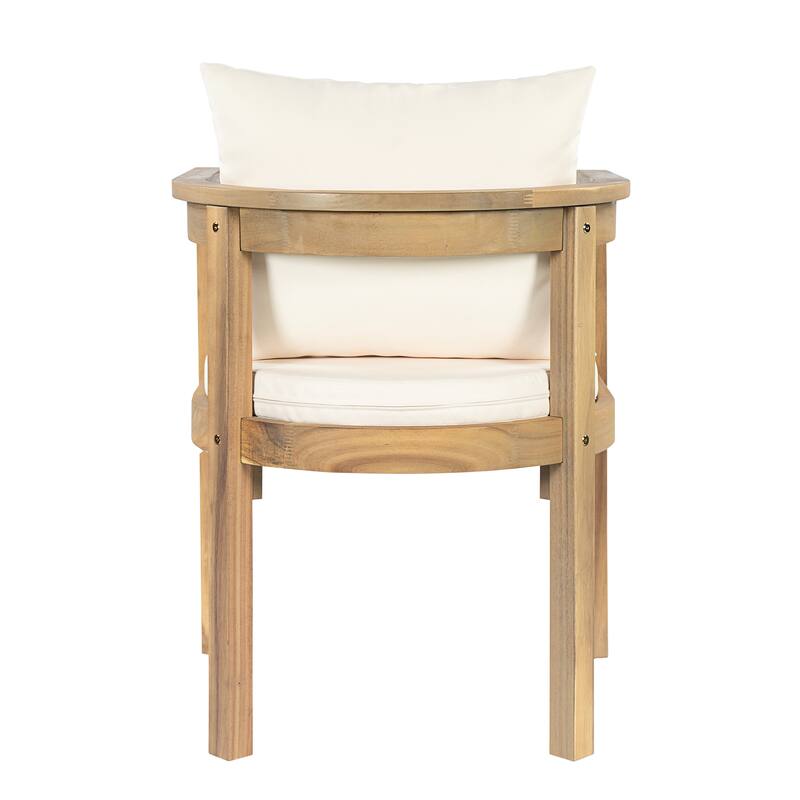 Christopher Knight Home - Outdoor Solid Acacia Wood 9-Piece Dining Set with Cushioned Chairs and Large Rectangular Table