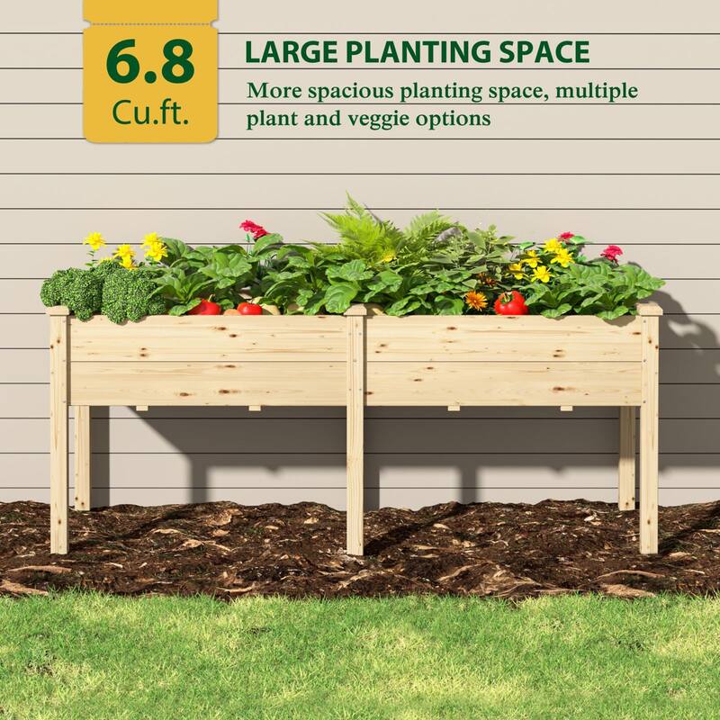 VEIKOUS Raised Garden Bed Outdoor, 6.8 Cu.Ft Large Planting Space, Solid Cedar Wood Planter Box