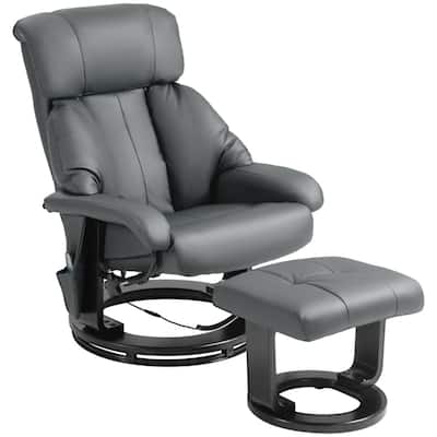PU Leather Remote-Controlled Massage Recliner Chair with Ottoman and 10-Point Vibration - 30" W x 31.5" D x 40.25" H