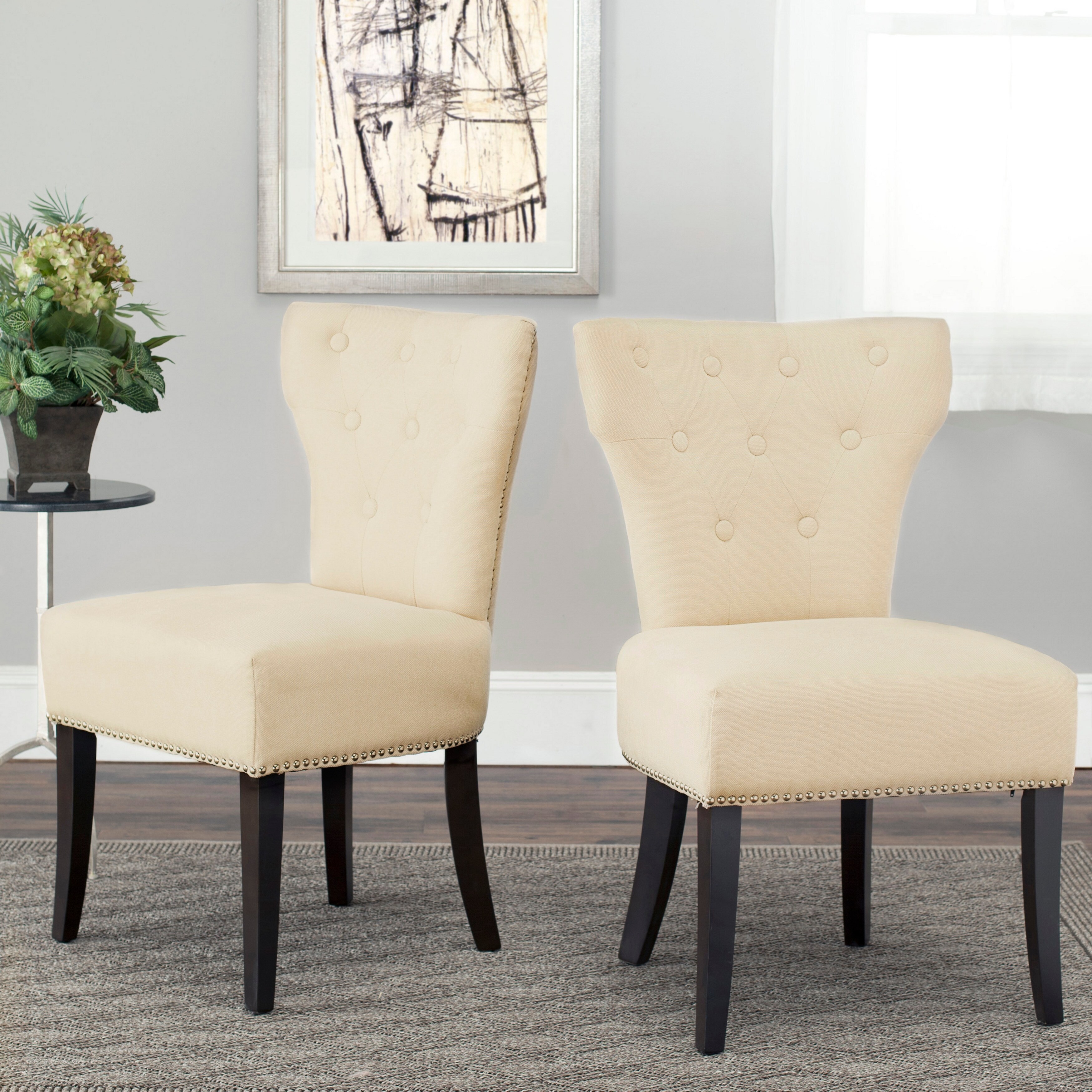 Shop Safavieh Dining Gramercy Cream Dining Chairs Set Of 2 22 4 X 24 6 X 37 Overstock 6793847