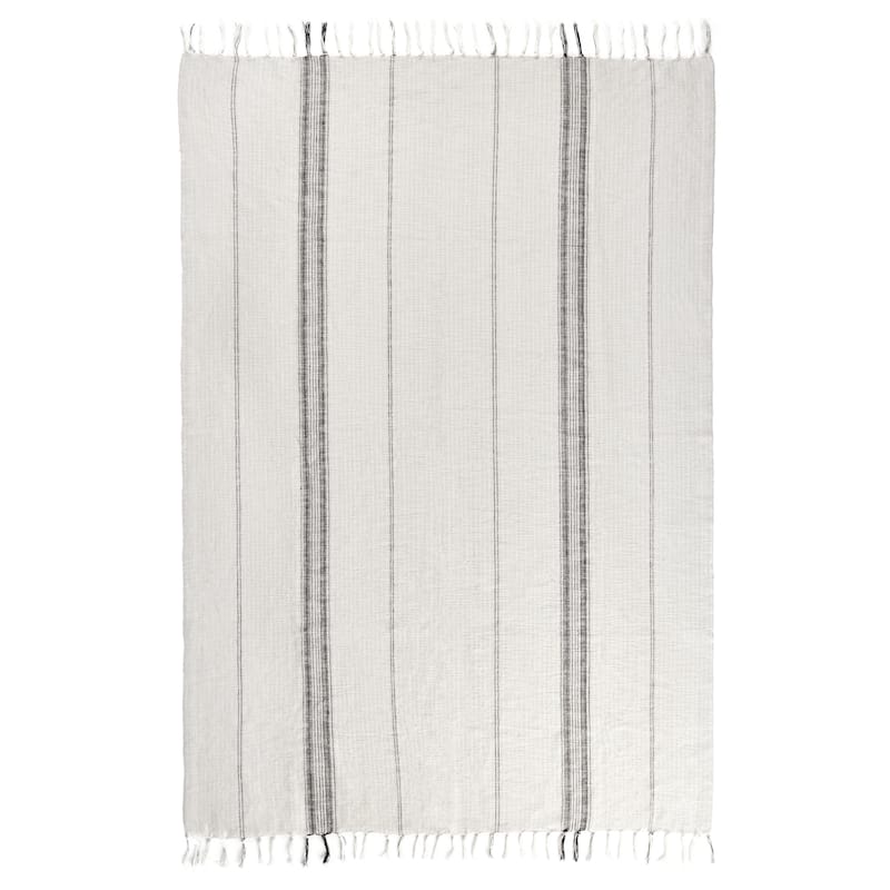 Villa by Classic Home Ria Ivory/Gray Throw Blanket 50x70
