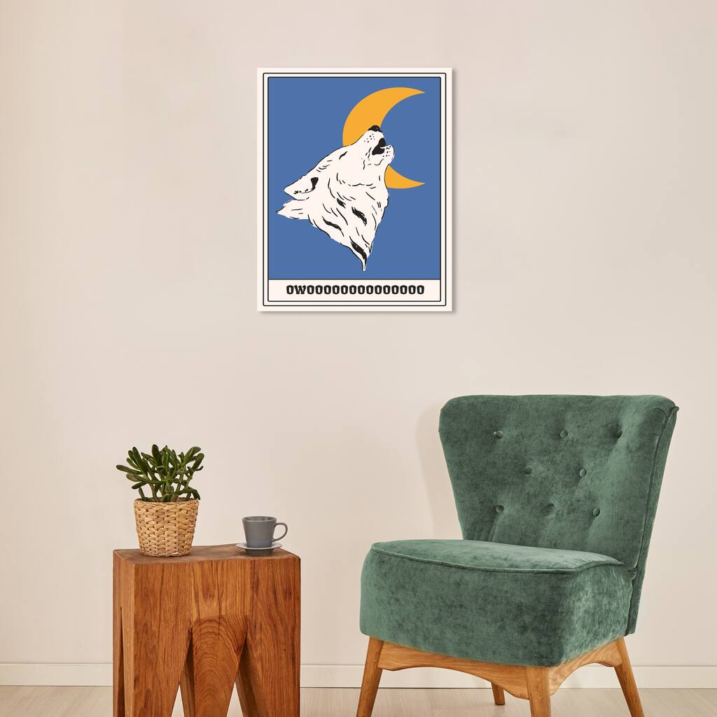 Wynwood Studio Canvas Animals Warning Owooo Blue Modern & Contemporary Wall Art Canvas Print