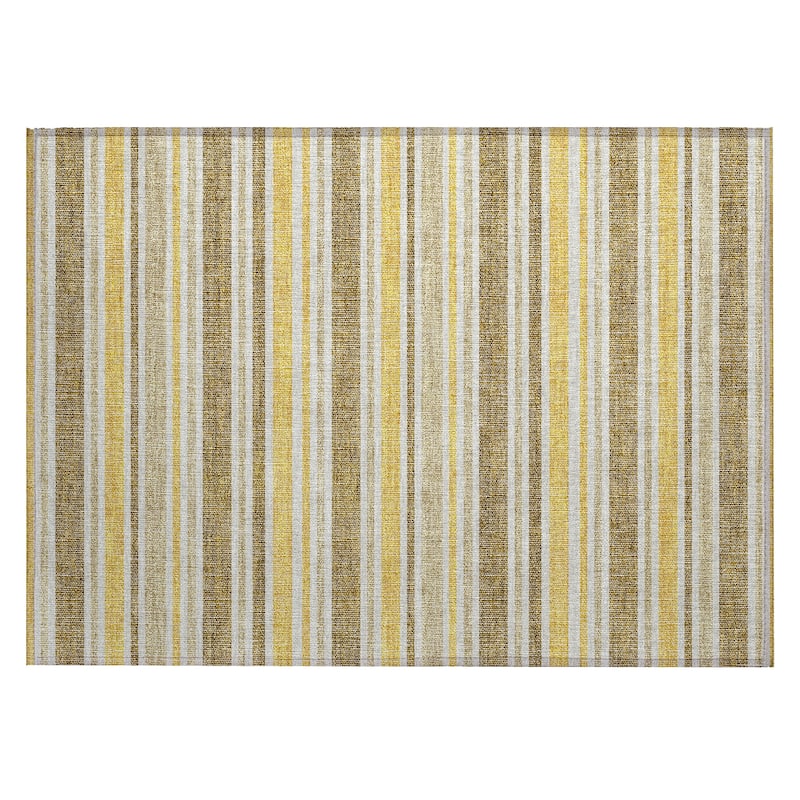 Machine Washable Indoor/ Outdoor Multi Cabana Stripe Chantille Rug