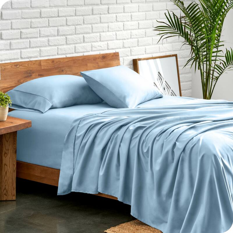 Bare Home Microfiber Full XL Sheet Set, Ultra-Soft Deep Pocket - Light Blue