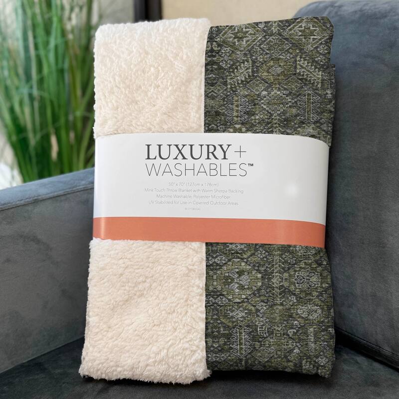 Premium Machine Washable Boho Moroccan Sherpa Throw Blanket