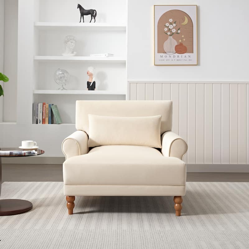 Beige 37.8" Velvet Accent Chair - Beige