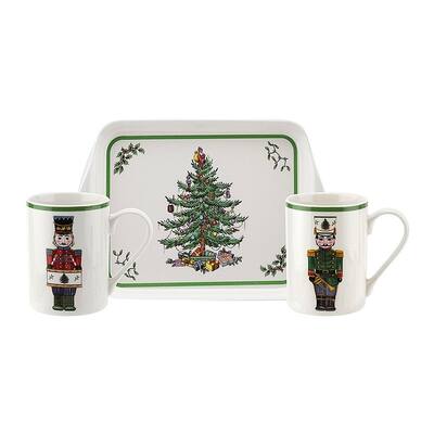 Spode Christmas Tree Nutcracker Set of 2 Mugs and Tray