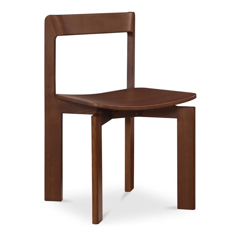 NADAAL STUDIOS Elowar Dining Chair, Solid Kiln-Dried White Ash Frame with Veneer Seat, Walnut Stained Ash - Set of 2