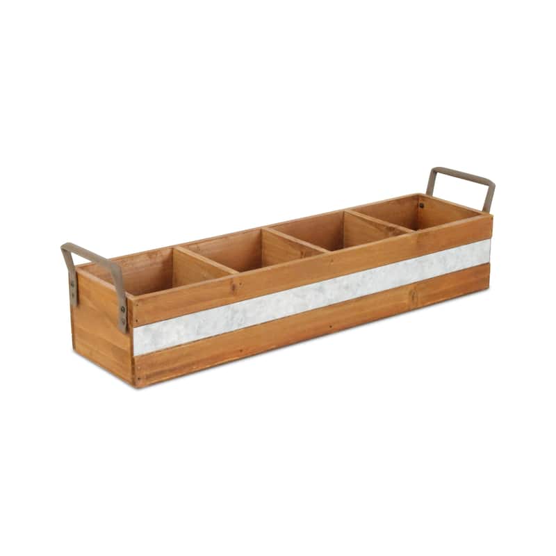 Brown Wooden 3 Slot Storage Caddy - Brown