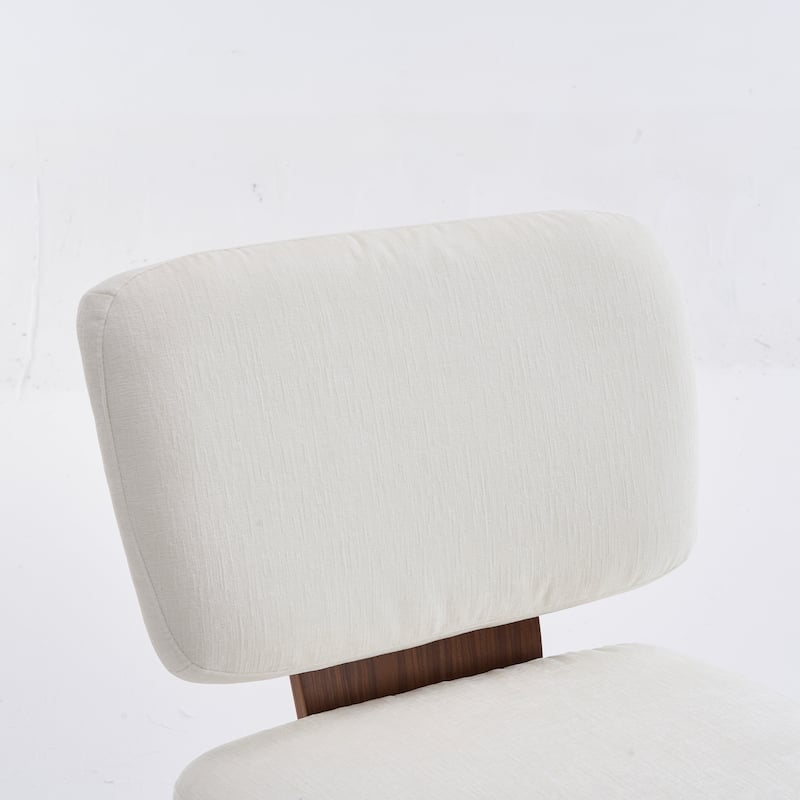 Linen Upholstered Armless Dining Chair with Casters