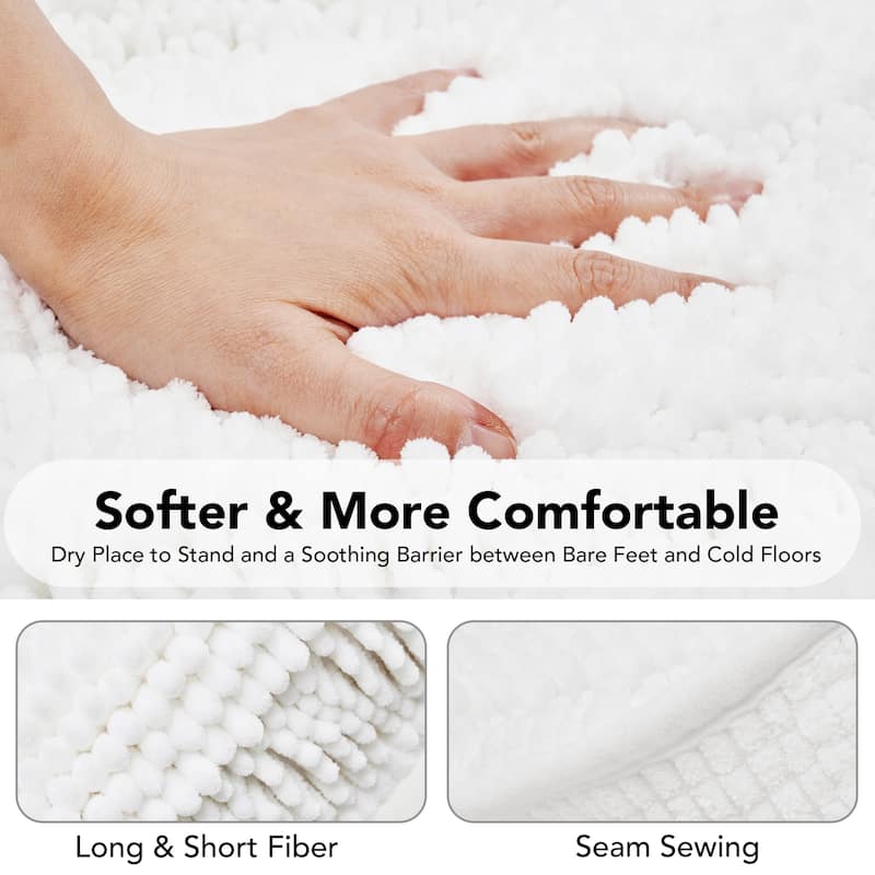 Deconovo Non Slip Chenille Striped Bath Mat Soft Durable