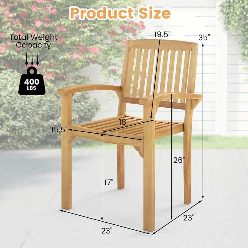 1/2/4PCS Dining Chair Teak Wood Armchair Armrests Solid Wooden Legs