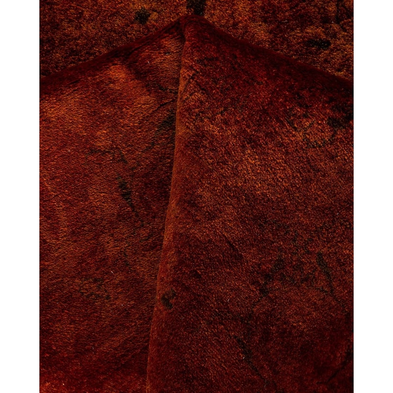 Overton Hand Knotted Wool Vintage Inspired Modern Contemporary Overdyed Brown Round Area Rug - 6' 1" x 6' 1"