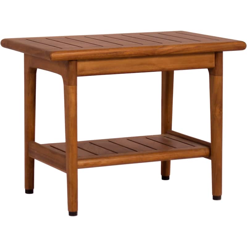 24" Maluku-Bjön Teak Shower Bench with Shelf - Slatted