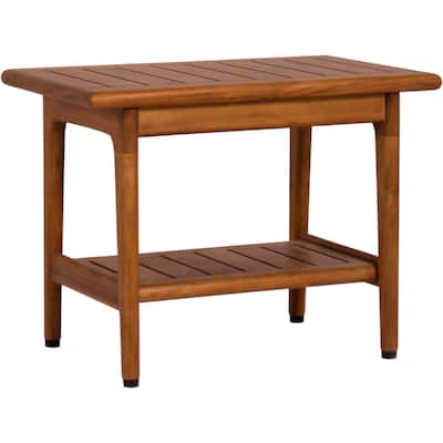 24" Maluku-Bjön Teak Shower Bench with Shelf