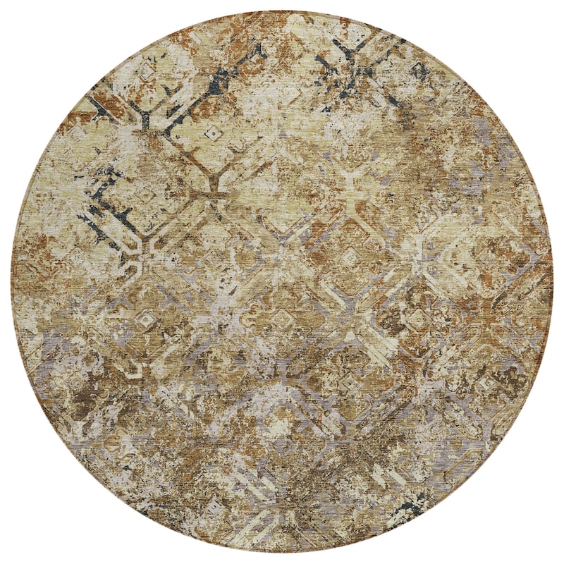 Machine Washable Indoor/ Outdoor Chantille Distressed Diamonds Rug