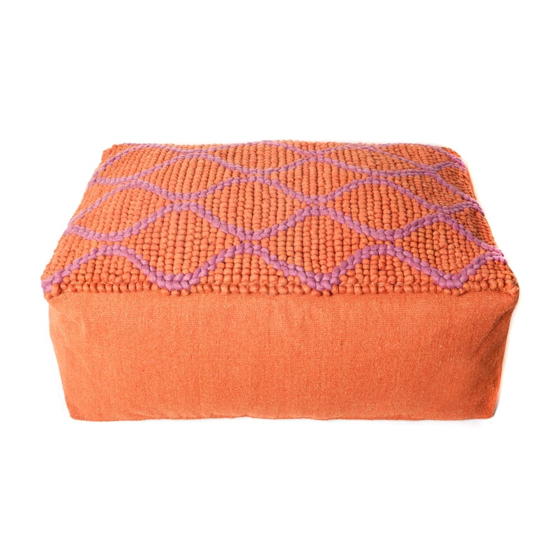 Jiti Indoor & Outdoor Bohemian Woven Casual Rectangle Lounging Pouf Ottoman Seating for Indoor Space 28 x 44 x 15