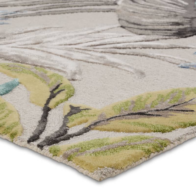 Solus Handmade Floral Gray/Green Area Rug