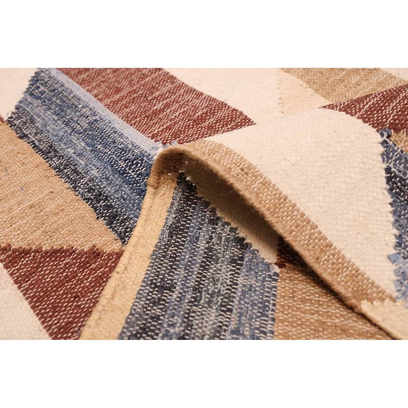 ECARPETGALLERY Flat-Weave Palas Denizli Ivory Kilim - 5'2 x 8'0