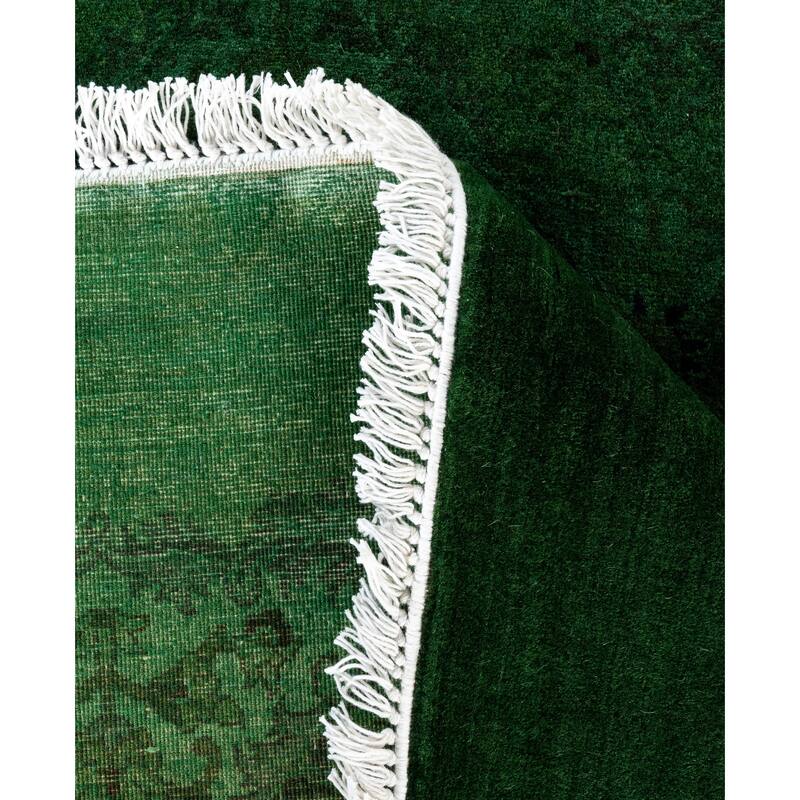 Overdyed One-of-a-Kind Hand-Knotted Area Rug - Green - 7' 1" x 7' 1"