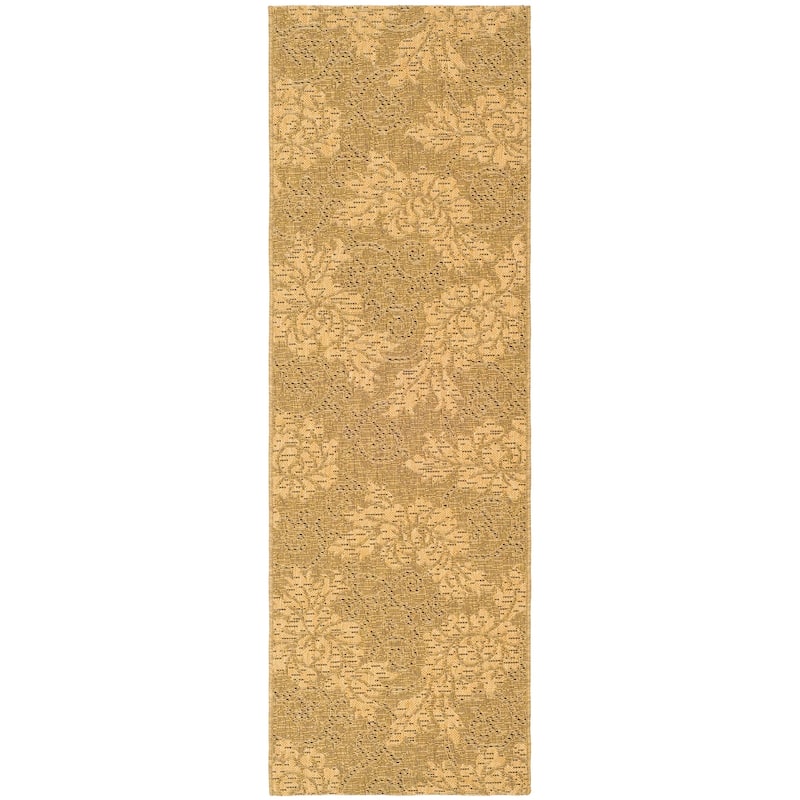 SAFAVIEH Courtyard Genuta Indoor/ Outdoor Waterproof Patio Backyard Rug - 2'3" x 6'7" Runner - Gold/Natural