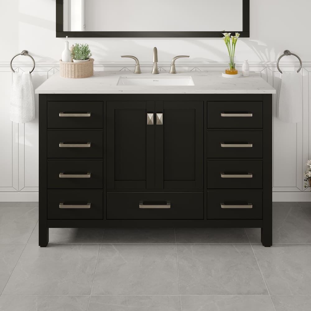 Eviva Aberdeen 42"W x 22"D Bath Vanity with Carrara Quartz Top