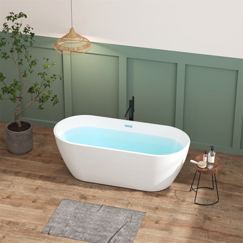 67" Acrylic Soaking Bathtub with Slotted Overflow and Toe-tap Drain