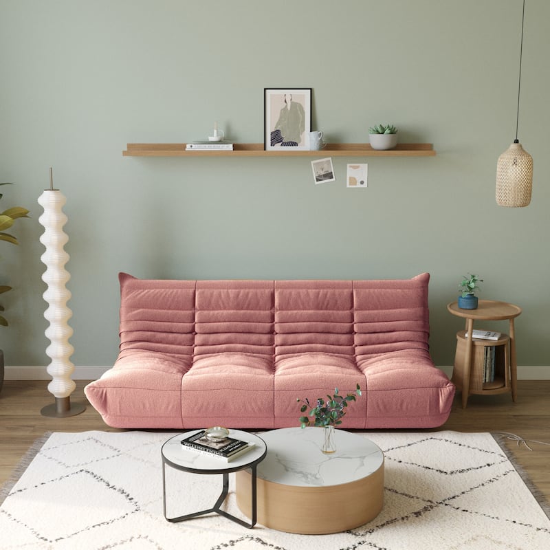 69"Teddy Fabric Upholstery Lounge Floor Couch For Living Room - Pink