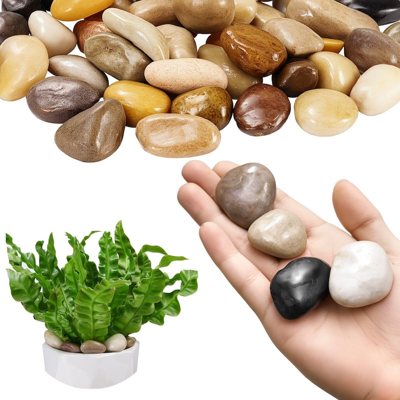 Rainflower River Rocks 15lb Bag Smooth Polished Decorative Stones for Landscaping Aquarium Garden and Plant Care - Natural River Stone