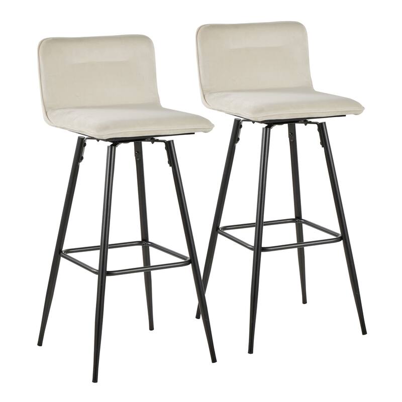 Porch & Den Kerby 30" Fixed-Height Swivel Bar Stool with Metal Legs & Square Footrest (Set of 2)