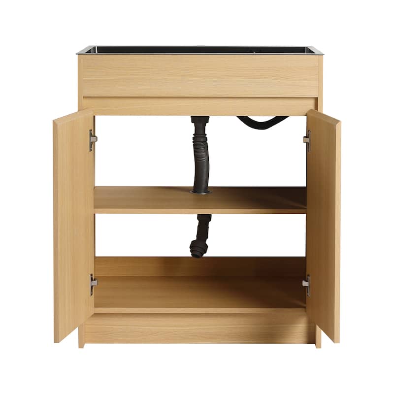 Malwee 28" FreeStanding Bathroom Vanity with Stainless Steel Sink, Floor Stand Bathroom Vanity with Flexible Drain Pipe