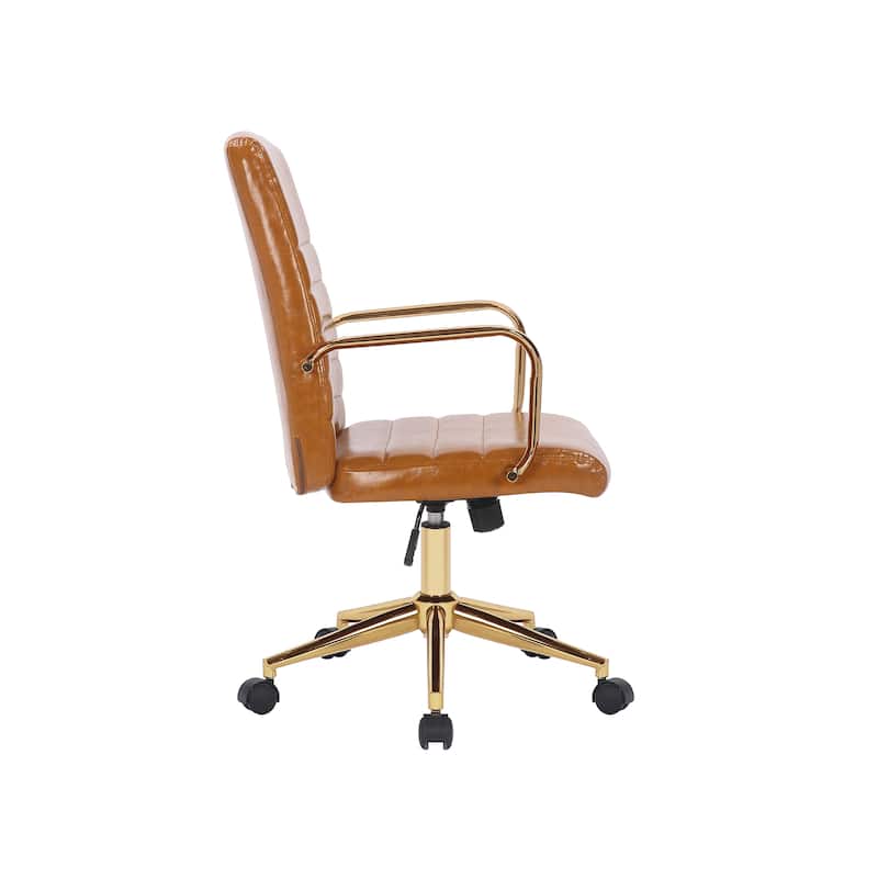 Porthos Home Franco Swivel Office Chair, PU Leather, Roller Wheels