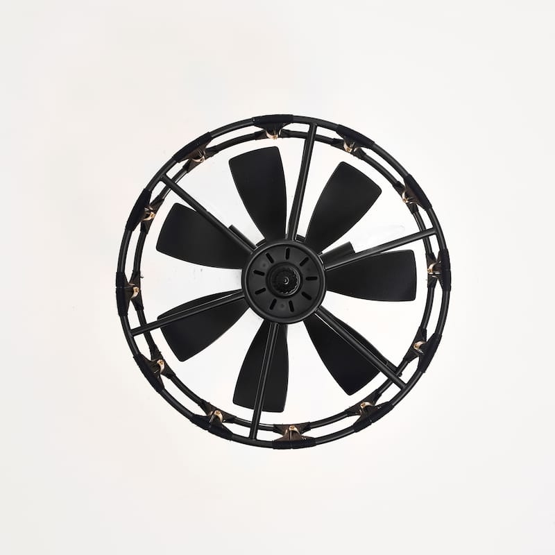 Lutz 16 Inch Matte Black and Gold Modern Fandelier - N/A