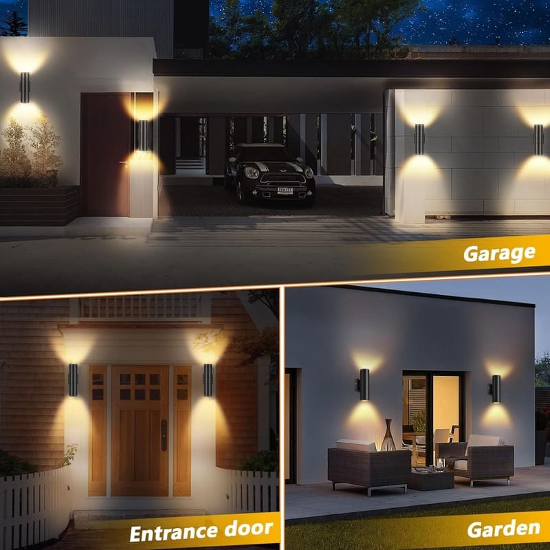 Integrated LED Cylinder Up Down Wall Light Outdoor, Aluminum Waterproof, 4 Pack