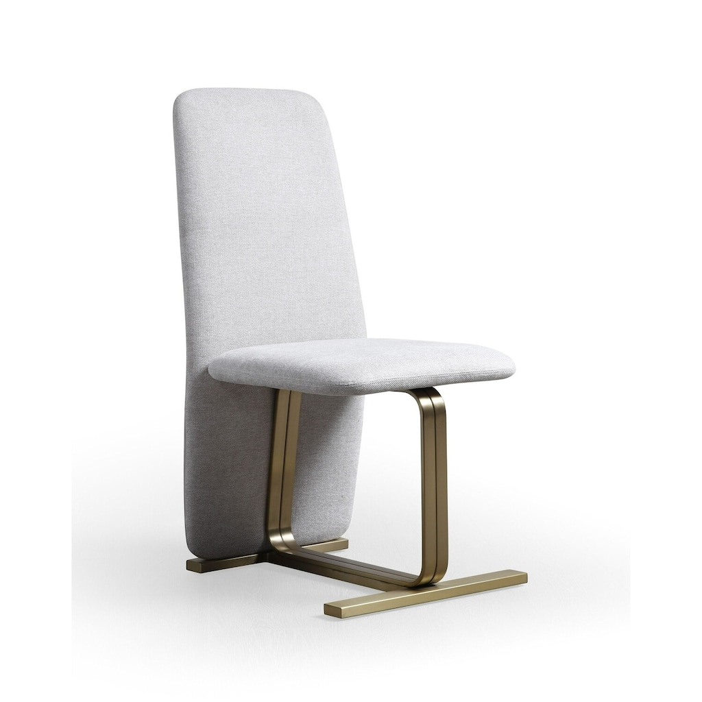 Antique Brass/Light Gray Fabric Upholstered Metal Frame Dining Chair, Set of 2, Sturdy Dining Chair for Dining Rooms - 23.5