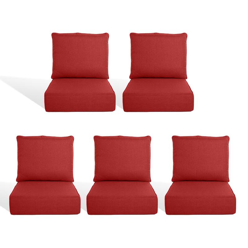 Pocassy 22"x24"x6" Thick Cushions Pillows Indoor & Outdoor Cushion - 5 Set Seat & Back Cushion - Red Cushion