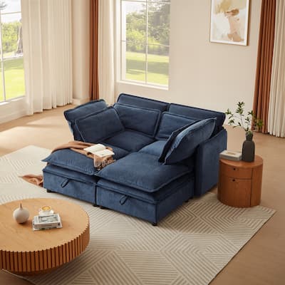 4-Seater Comfy Cloud Couches Double-Layer Cushion Recliner Sofa