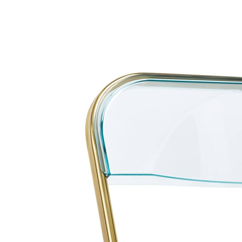 Lawrence Set of 4 Modern Foldable Transparent Acrylic Gold Chrome Folding Chair for Multipurpose Spaces - 30"