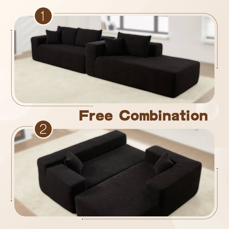 OVIOS Pit Stripes No Assembly Required Chaise Sofa