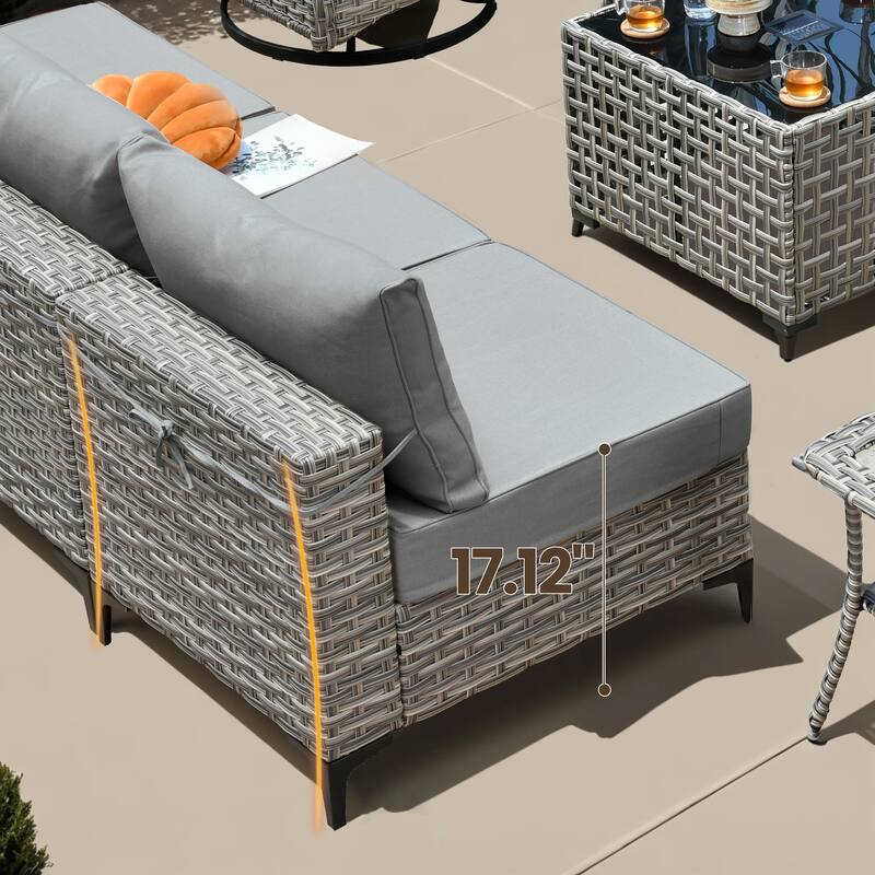 XIZZI 8-Piece Outdoor Wicker Furniture Sectional Swivel Chairs Set