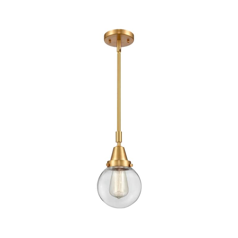 Innovations Lighting 447-1S-11-6 Beacon Pendant Beacon 6" Wide Mini - Satin Gold / Clear